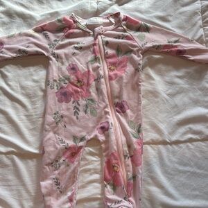 Charming Pink Floral Kids Footie
